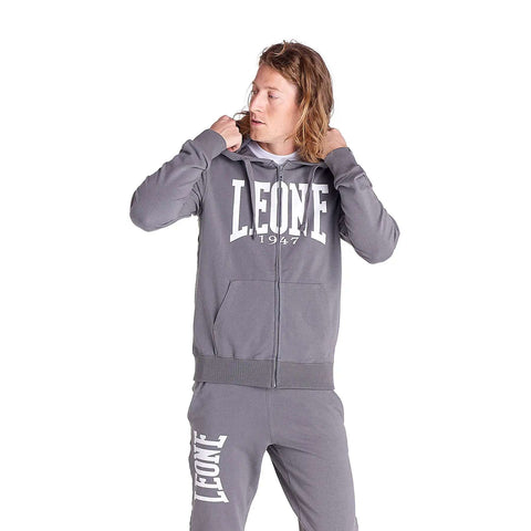 Sudadera cremallera Leone big logo gris