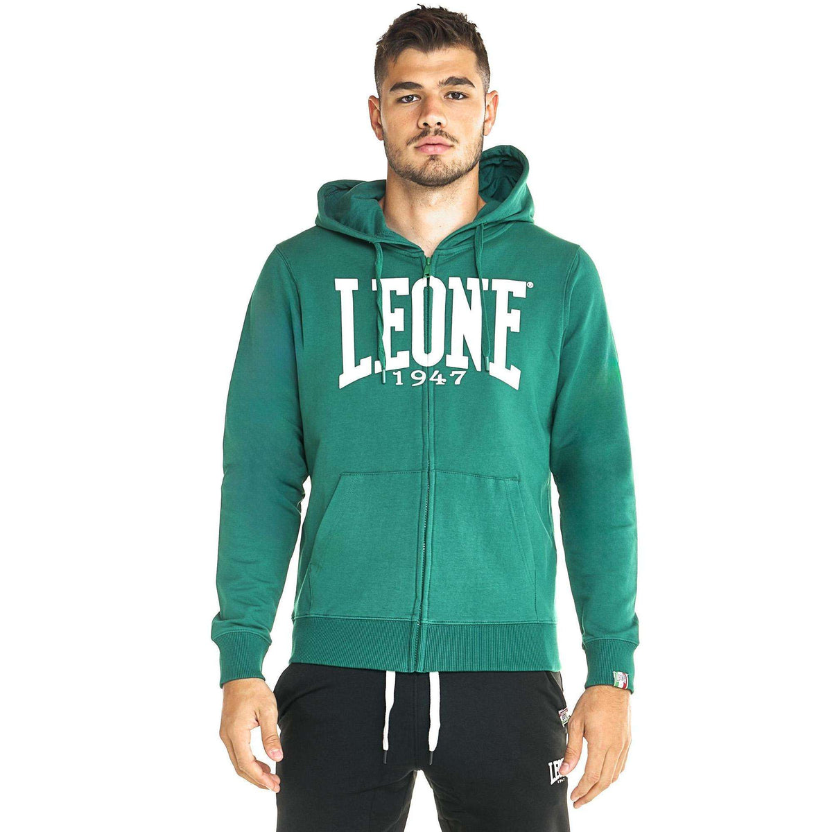 Chaqueta cremallera Leone big logo verde oscuro