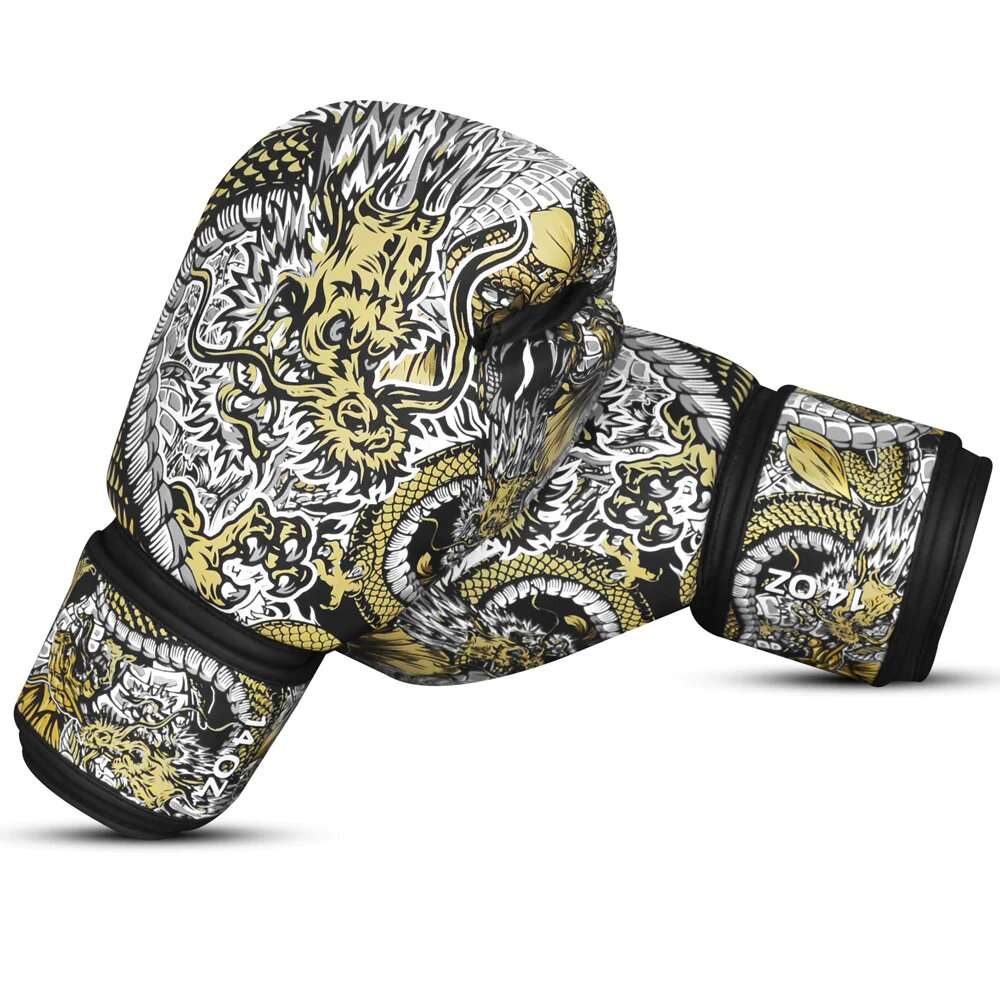 Guantes muay thai Buddha fantasy dragón (blanco) 1