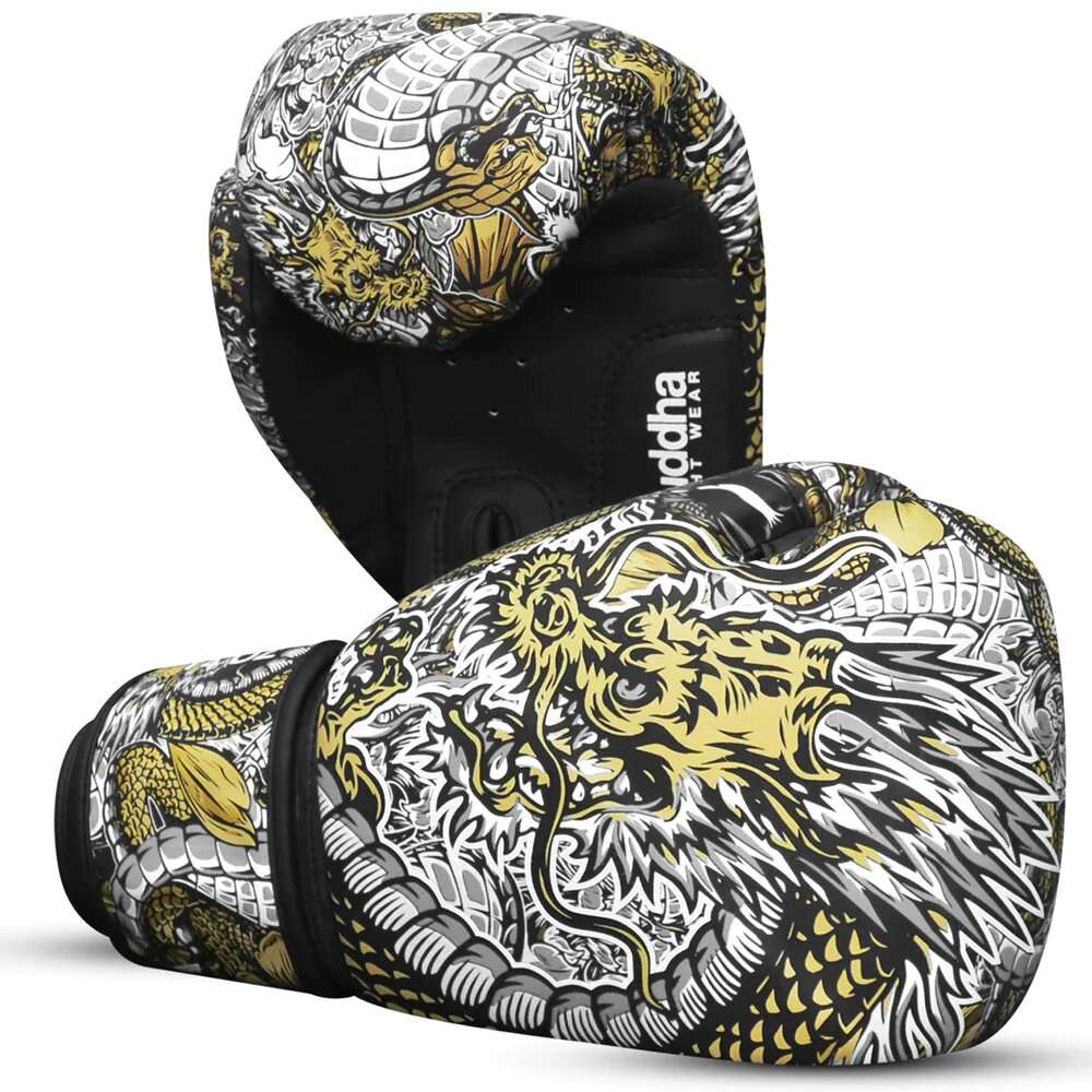 Guantes muay thai Buddha fantasy dragón (blanco) 2