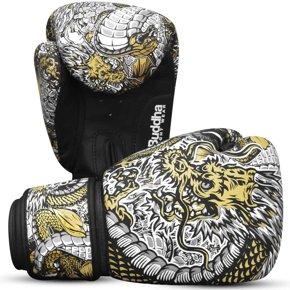 Guantes muay thai Buddha fantasy dragón (blanco) 3