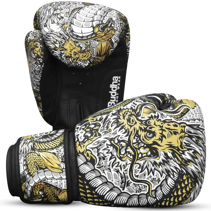 Guantes muay thai Buddha fantasy dragón (blanco) 3