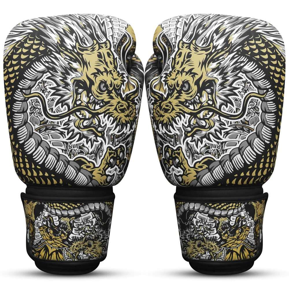 Guantes muay thai Buddha fantasy dragón blanco