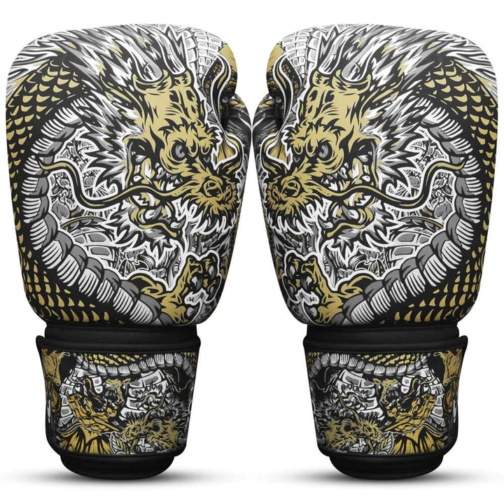 Guantes muay thai Buddha fantasy dragón (blanco)