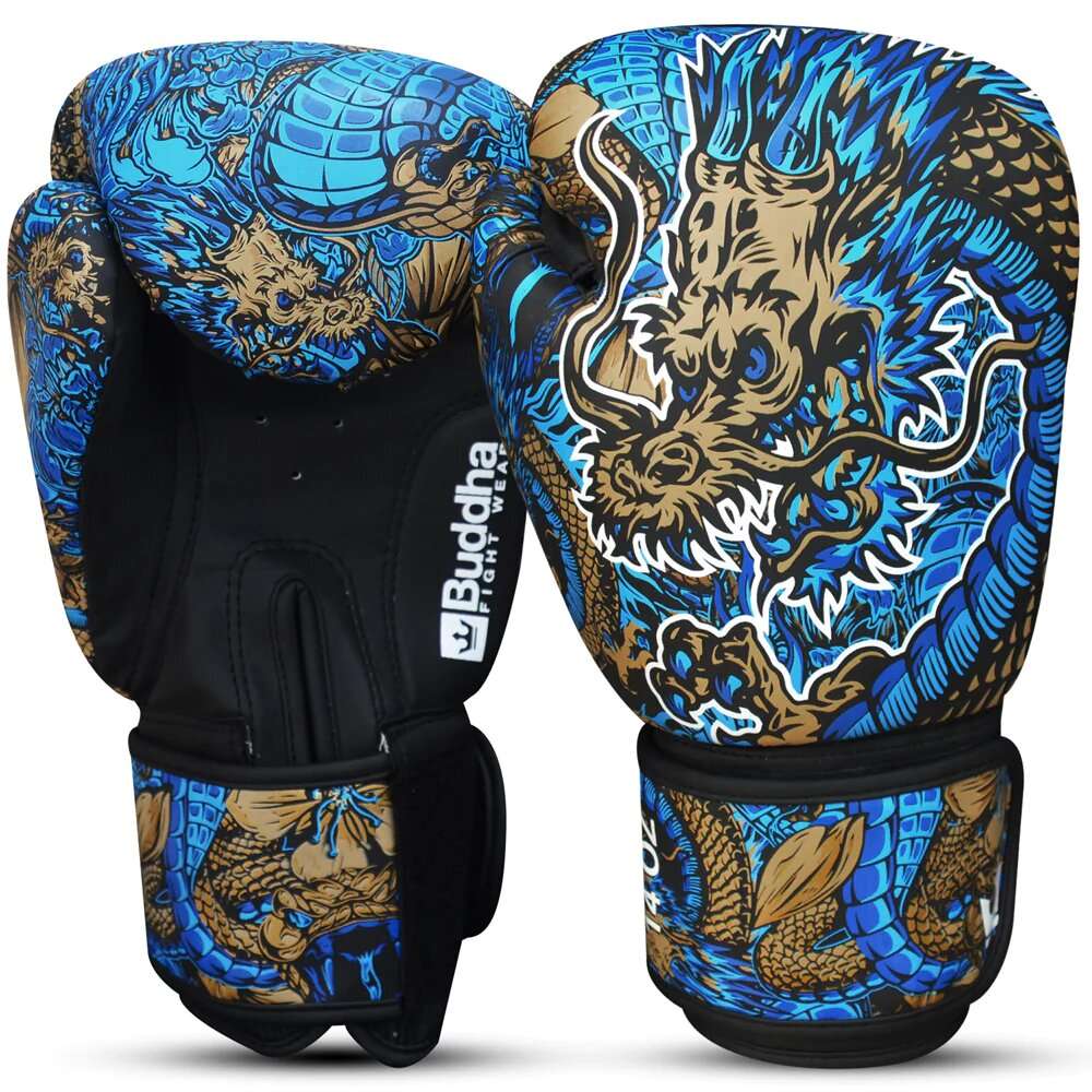 Guantes boxeo Buddha fantasy dragon azul