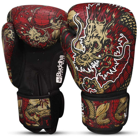 Guantes kick boxing Buddha fantasy dragon rojos