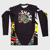 Rashguard grappling Shark boxing tokio negra