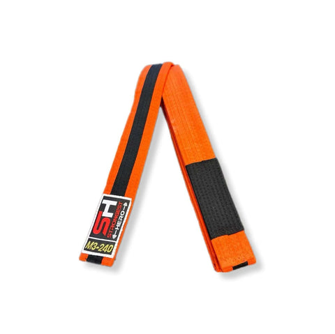BJJ cinto infantil naranja negro Strongest Hero