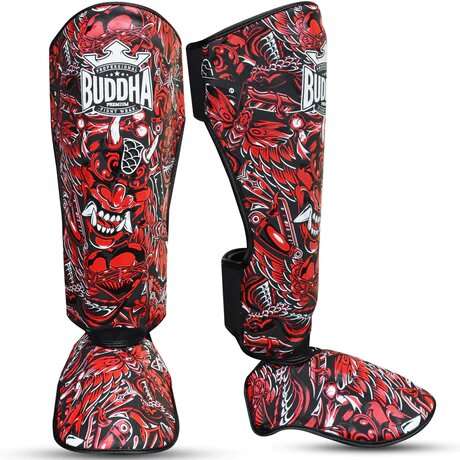 Espinilleras muay thai Buddha demon