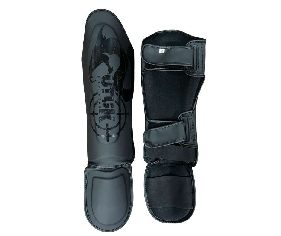 Espinilleras muay thai Utuk hunter negra mate 1