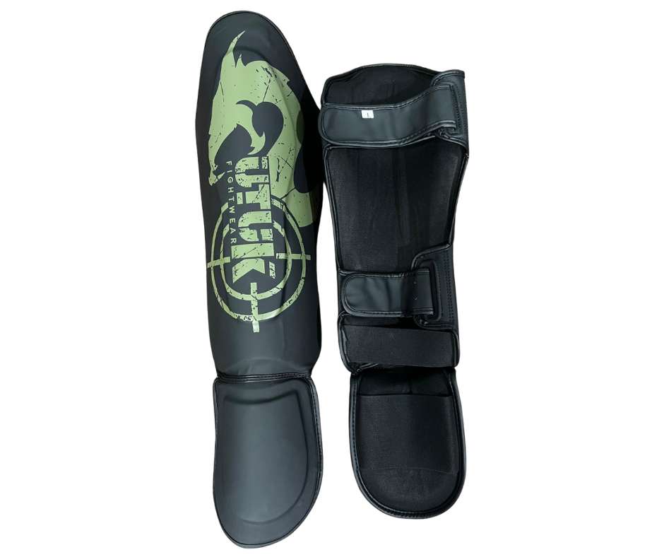 Espinilleras muay thai Utuk hunter negra verde