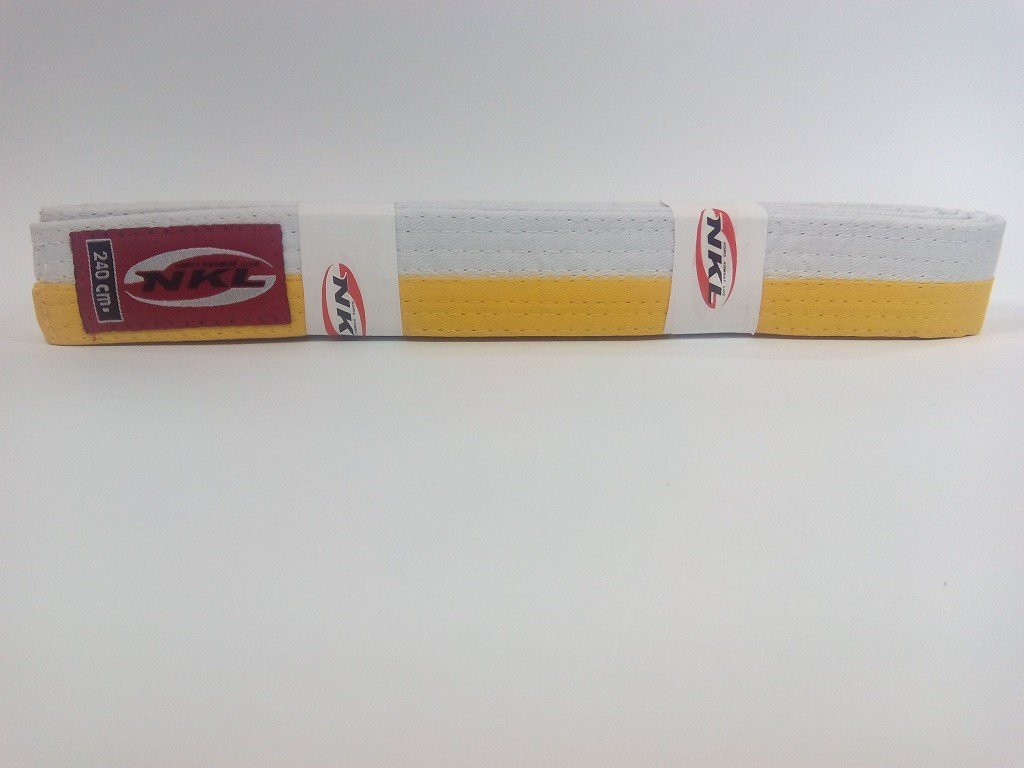 Cinturón judo NKL blanco amarillo