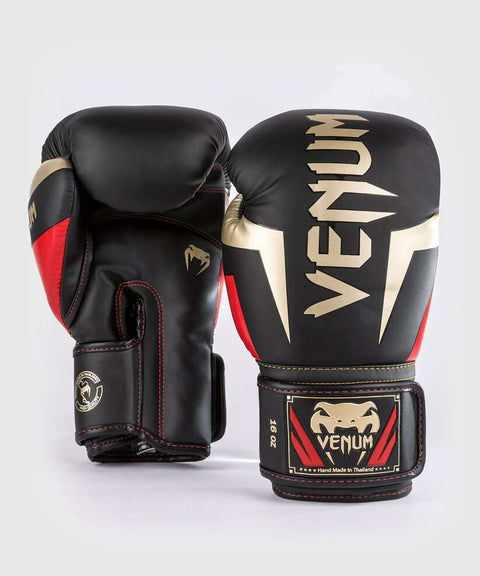 Guantes boxeo Venum  elite negro dorado rojo