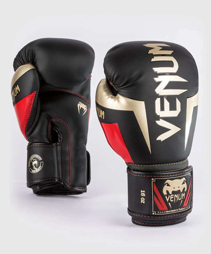 Guantes boxeo Venum  elite negro dorado rojo 1