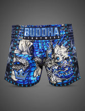 Pantalón Muay Thai Buddha Dragón Azul