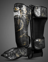 Espinilleras Muay Thai Buddha Fantasy Dragon negras
