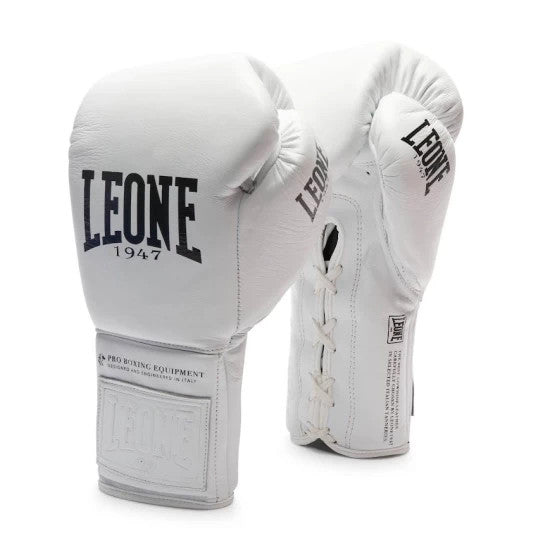 Guantes boxeo Leone 1947 GN111 The Greatest blancos cuerdas