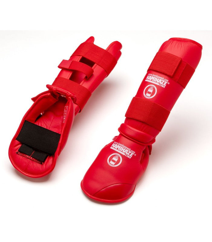 Espinilleras karate Kamikaze roja FEK