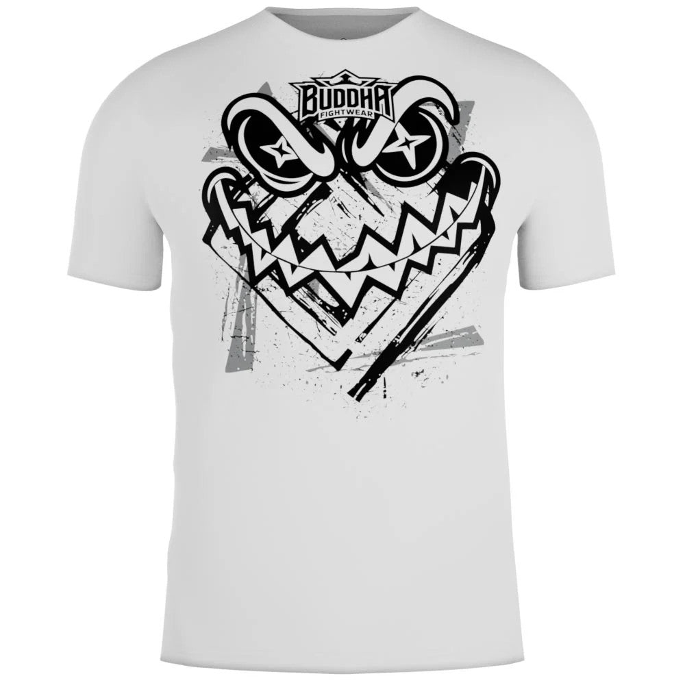 Camiseta algodón creepy Buddha blanca