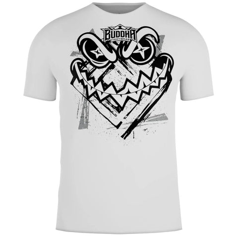Camiseta algodón creepy Buddha blanca