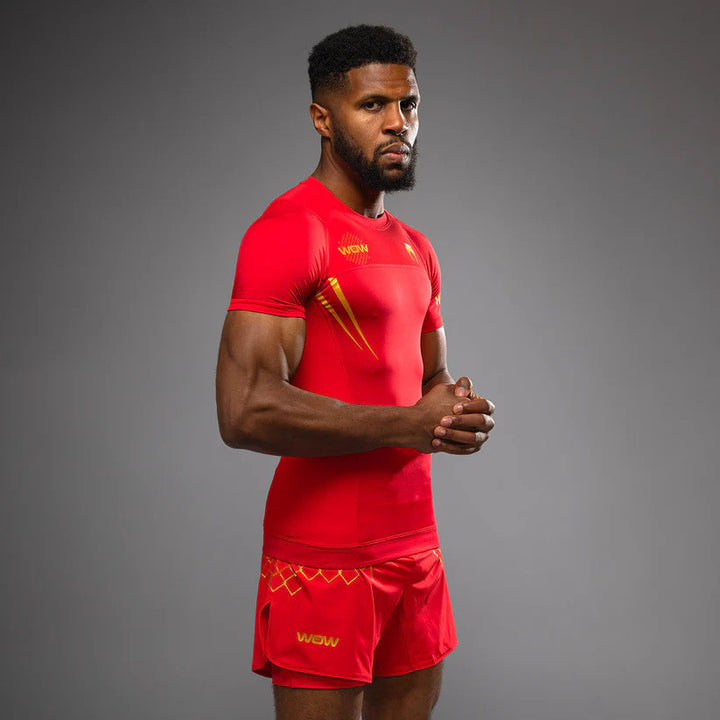 Rashguard MMA Venum wow FC red fury gold 2