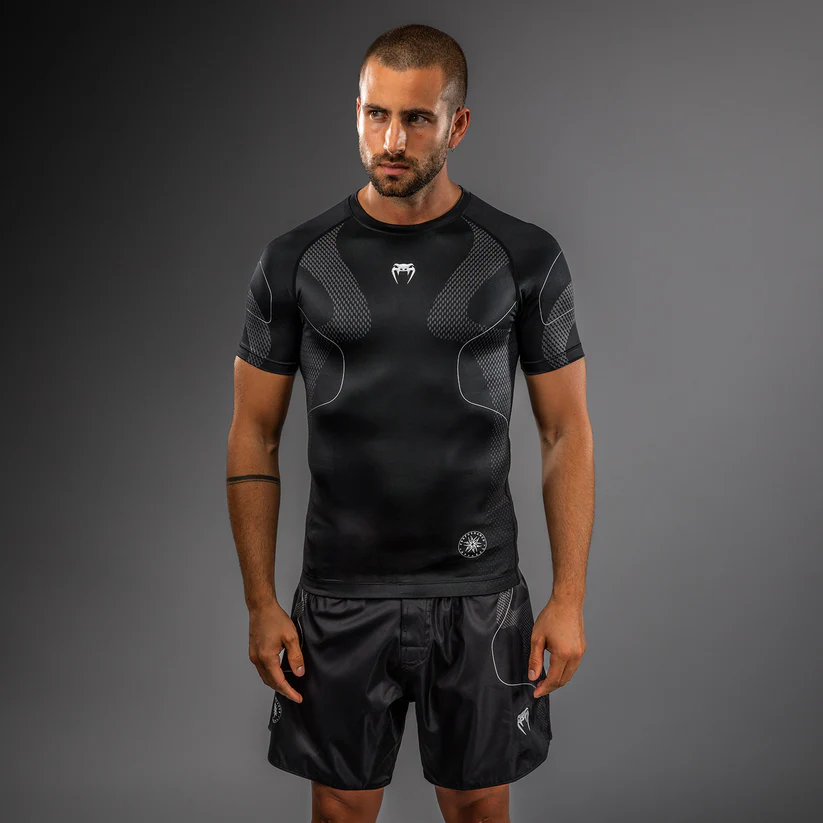 Rashguard BJJ Venum nexus negro plata