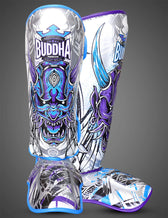 Espinilleras Muay Thai Buddha Luzbel Blancas