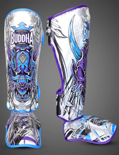 Espinilleras Muay Thai Buddha Luzbel Blancas