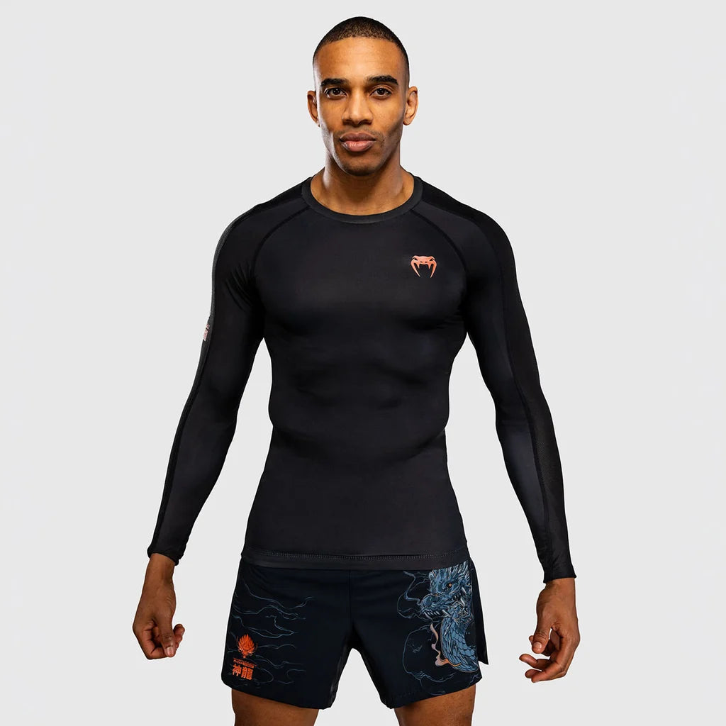 Rashguard Manga larga Venum Thunder Dragon Negro Gris