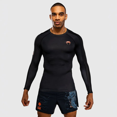 Rashguard Manga larga Venum Thunder Dragon Negro Gris