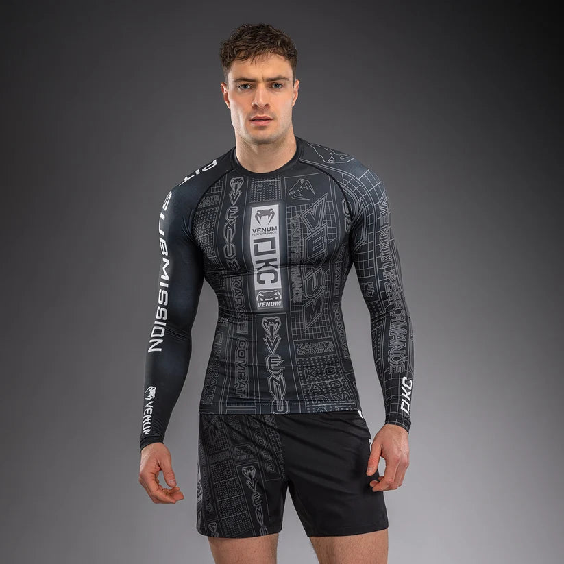 Rashguard Manga larga Venum Karate Combat Negro Gris