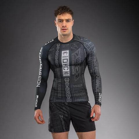 Rashguard Manga larga Venum Karate Combat Negro Gris