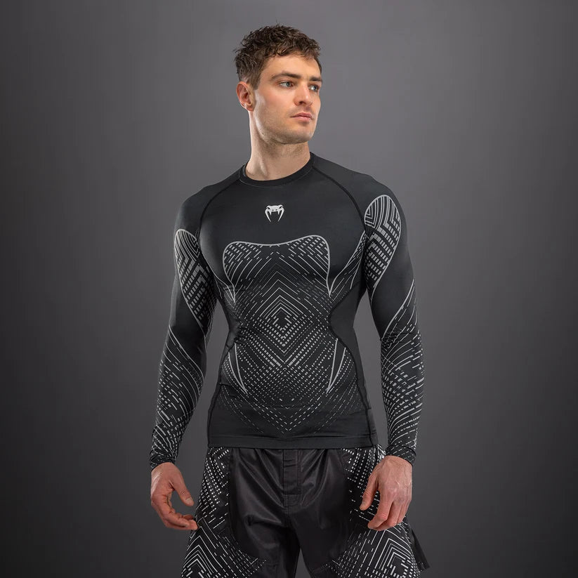 Rashguard Manga larga Venum Midnight Fury Negro Gris