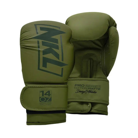 Guantes de Muay Thai NKL Pro Series Verde Militar