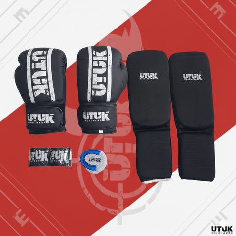 Pack muay thai Utuk tubular negro blanco
