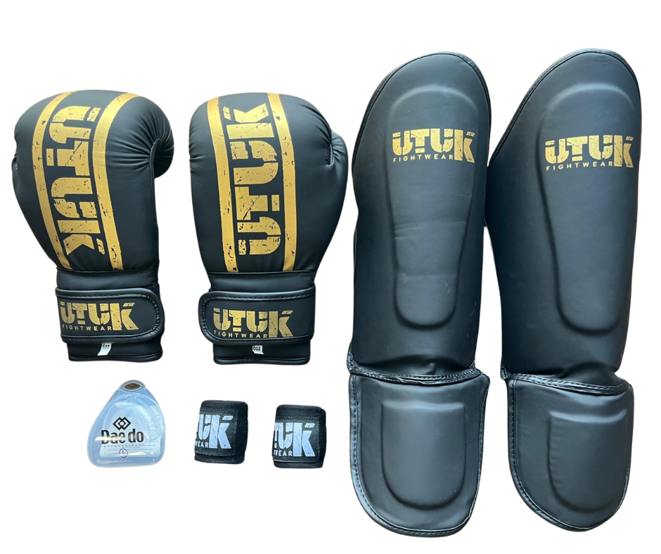 Pack Muay Thai infantil Utuk top negro oro